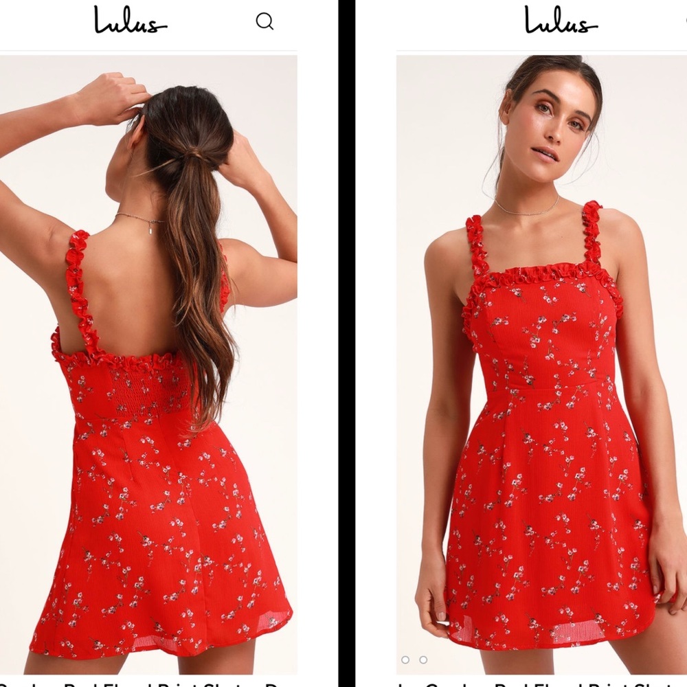 Lulu’s In The Garden Red Floral Skater Dress